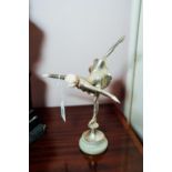 Art Deco silvered bronze and bone figurine - The Ballerina. { 31cm H }.