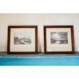 Pair of framed coloured prints by F. Arnold - Shades of The Evening and Autumn Sunshine. { 46cm H