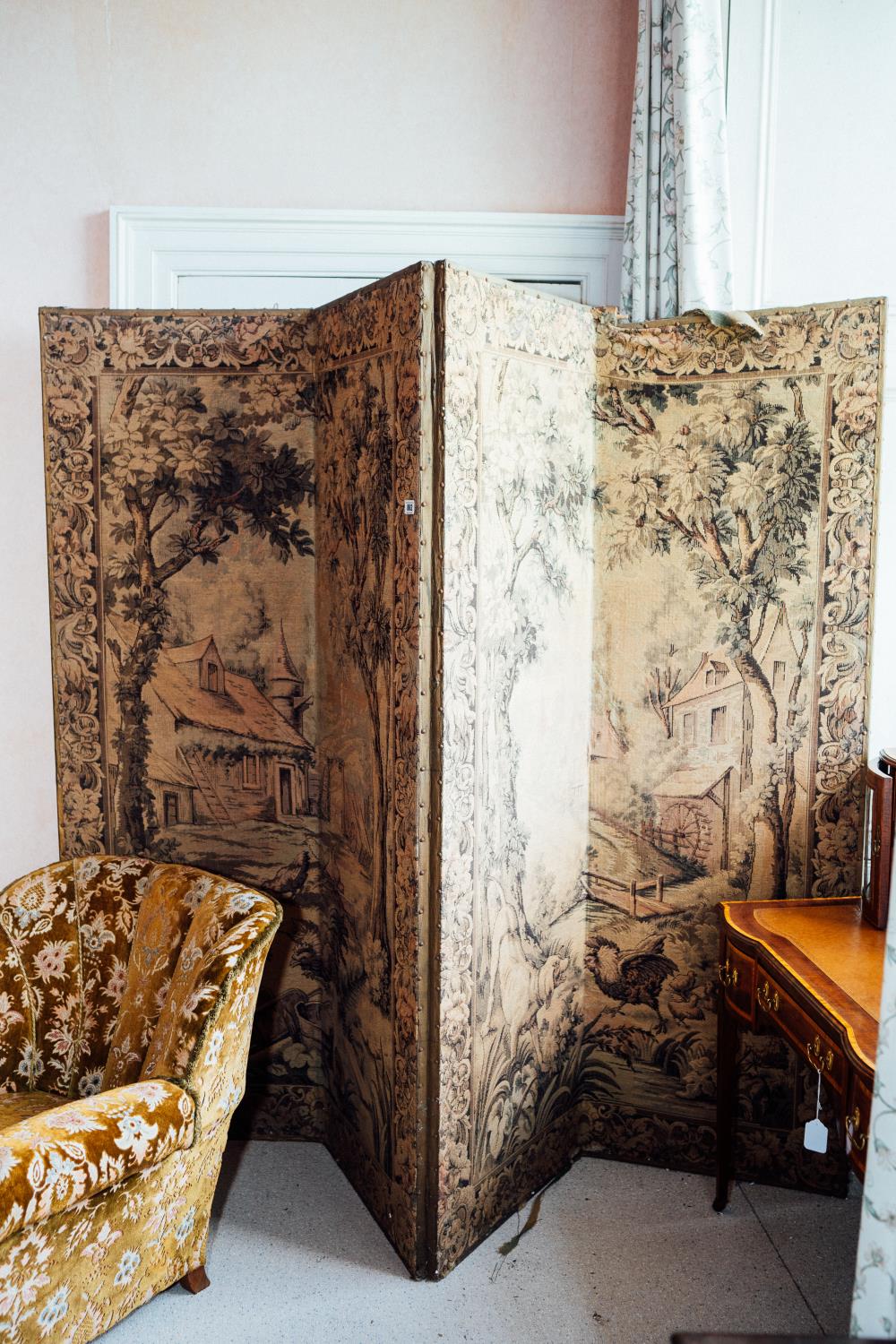 Good quality 19th. C. folding tapestry screen. { 196cm H X 240cm W }.