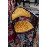 Edwardian mahogany with bone inlay bedroom chair. { 76 cm H X 59cm W X 51cm D }.