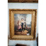 19th. C. oil on canvas Children At Play mounted in a gilt frame. { 70cm H X 59cm W }.