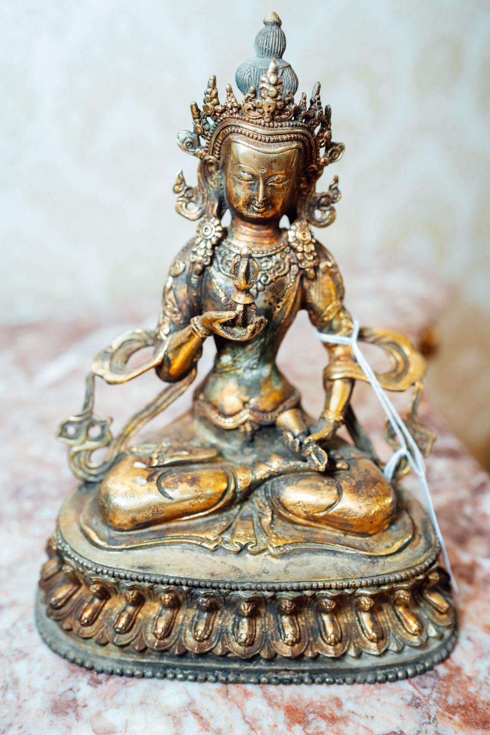 19th. C. bronze figure of a Buddha{ 23cm H X 15cm W }.
