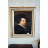 Late 18th. C. / early 19th. C. oil on canvas Portrait Of A Gentleman label on back signed Reubens