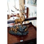 19th. C. gilded spelter model of a deer family group by L . Carbin { 63cm H }.