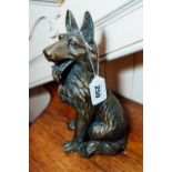 Bronze model of an German Shepherd dog. { 30cm H }.
