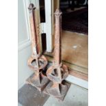 Pair of 19th. C. cast iron roof finials. { 71cm H }.