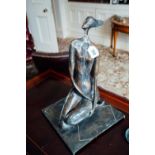 Early 20th. C. comtemporary bronze sculpture of a Nude Lady { 55cm H X 33cm W X 33cm D }.
