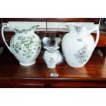 Two 19th. C. ceramic water jugs and ceramic vase.