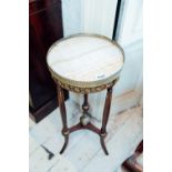 19th. C. mahogany lamp table with marble top and ormulo mounts. { 81cm H X 34cm Dia. }.