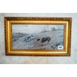 19th. C. oil on canvas Coursing signed George Wright mounted in a gilt frame. { 38 cm H X 63cm W }.