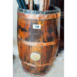 19th. C. oak copper bound barrel. { 62cm H X 30cm W X 22cm D }.