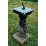 19th C. sand stone sun dial. { 126 cm H X 45 cm D }.