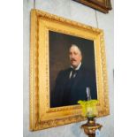 19th. C. oil on canvas Portrait of a Gentleman mounted in a decorative giltwood frame. { 111cm H X