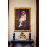 Early 20th. C. oil on canvas mounted in a gilt frame - Young Girl Seated In A Panelled Room -