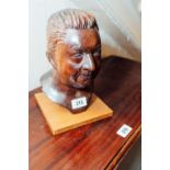 Hand carved bust of a Gentleman. { 30cm H }.