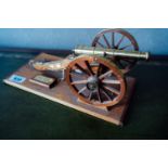 Brass and wooden model of a Napoleonic cannon