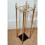 Edwardian brass and metal stick stand. { 61cm H X 17cm W X 17cm D }.