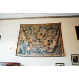 19th. C. wall tapestry depicting a Hunting Scene. { 280cm H X 250cm W }.