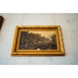 Pair of 19th. C. oil on canvas Landscapes mounted in decorative giltwood frames. { 84cm H X 124cm