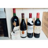 Four bottles of French wine - Chateau Lamarche 2001, Chateauneuf de Papa 1999, Chateau Méaume 1995