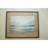 Early 20th. C. watercolour Sea and Mountain scape by Douglas Alexandra. { Picture 37cm H X 52cm W }.