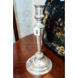 19th. C. silver plated candlestick in the Georgian manner. { 43cm H }.