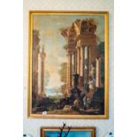 Pair of 19th. C. oil on canvas - Roman Scenes mounted in gilt frames in the Neo - Classical style. {