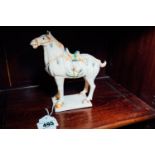 19th. C. Oriental ceramic model of a horse. { 20cm H X 20cm W }.