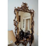 Decorative giltwood pier mirror in the Irish Rococo manner. { 177cm H X 95cm W }.