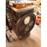 Rare early 20th C. oak and metal clock in and clock out machine by Howard Brothers Liverpool and