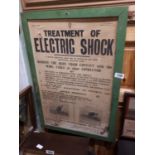 Early 20th C. Electric Shock Treatment advertisisng poster {82 cm H x 58 cm W}.