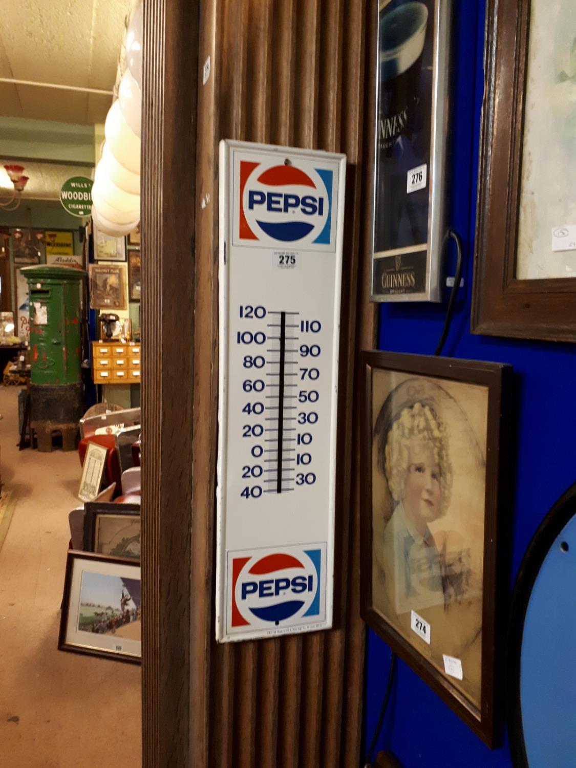 1950's tin plate Pesi Cola advertising thermometer {71 cm H x 18 cm W}.