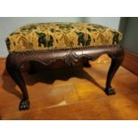 19th C. Irish mahogany upholstered foot stool