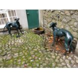 Pair of bronze models of whippets. { 75cmm H X 105cm W}.