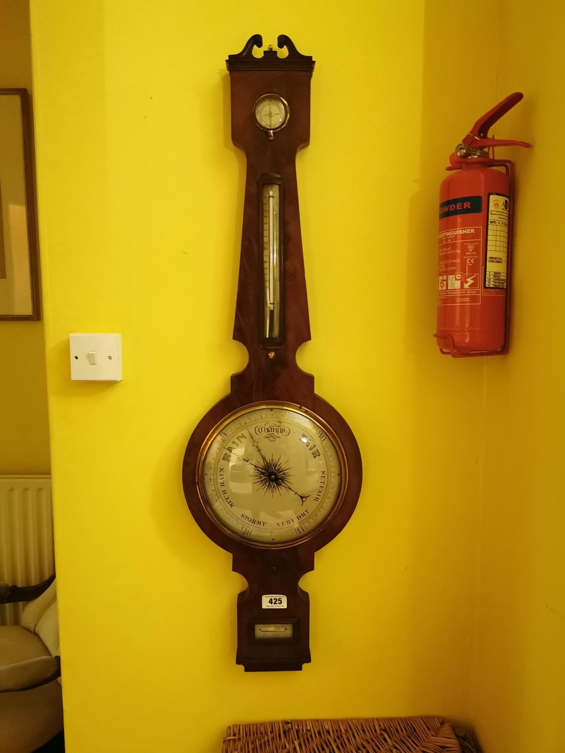 Georgian mahogany four glass banjo barometer . { 114cm H X 34cm W }.