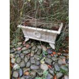 Pair cast iron regency troughs / planters. { 36cm H X 70cm W }.