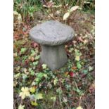 Pair stone staddle stones. { 38cm H }.