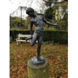 Bronze figure of Boy holding foot. { 88cm H }.