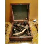 19th. C. brass sextant in original mahogany case.