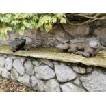 Pair bronze figures of young pigs. { 26cm H X 46cm W }.