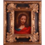 Dipinto olio su ottone raff. ''CRISTO''. Fine XIX secolo. In cornice. Mis. Lung. cm. 19 Alt. cm.