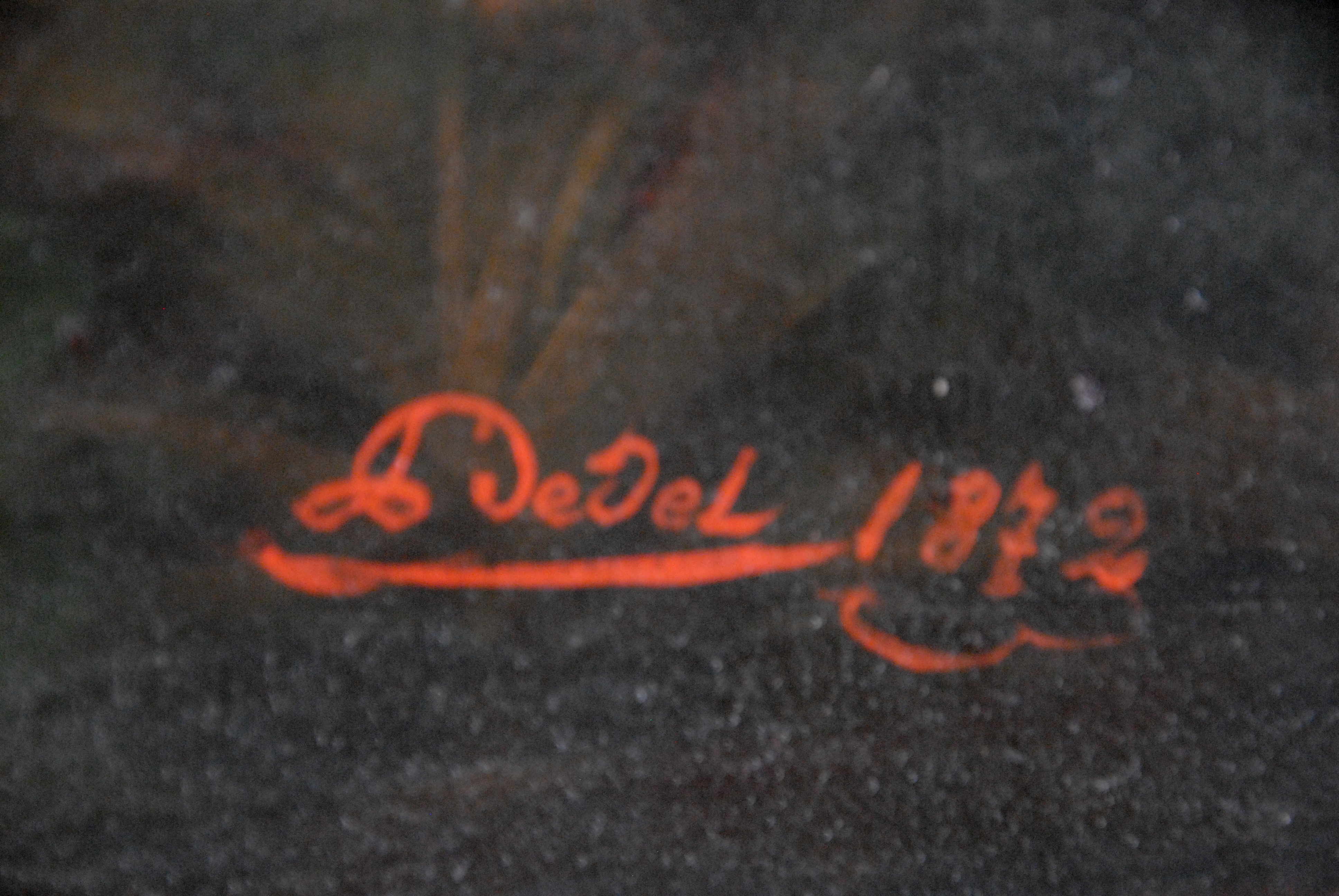 Dipinto olio su tela raff. ''GIOVINCELLA''. Firmato DEDEL e datato 1872 in basso a destra. In - Image 3 of 4