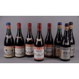 Nove bottiglie di Barolo di cui sei di PRANDI (1957, 1958, 1961, 1965 (due) e una senza