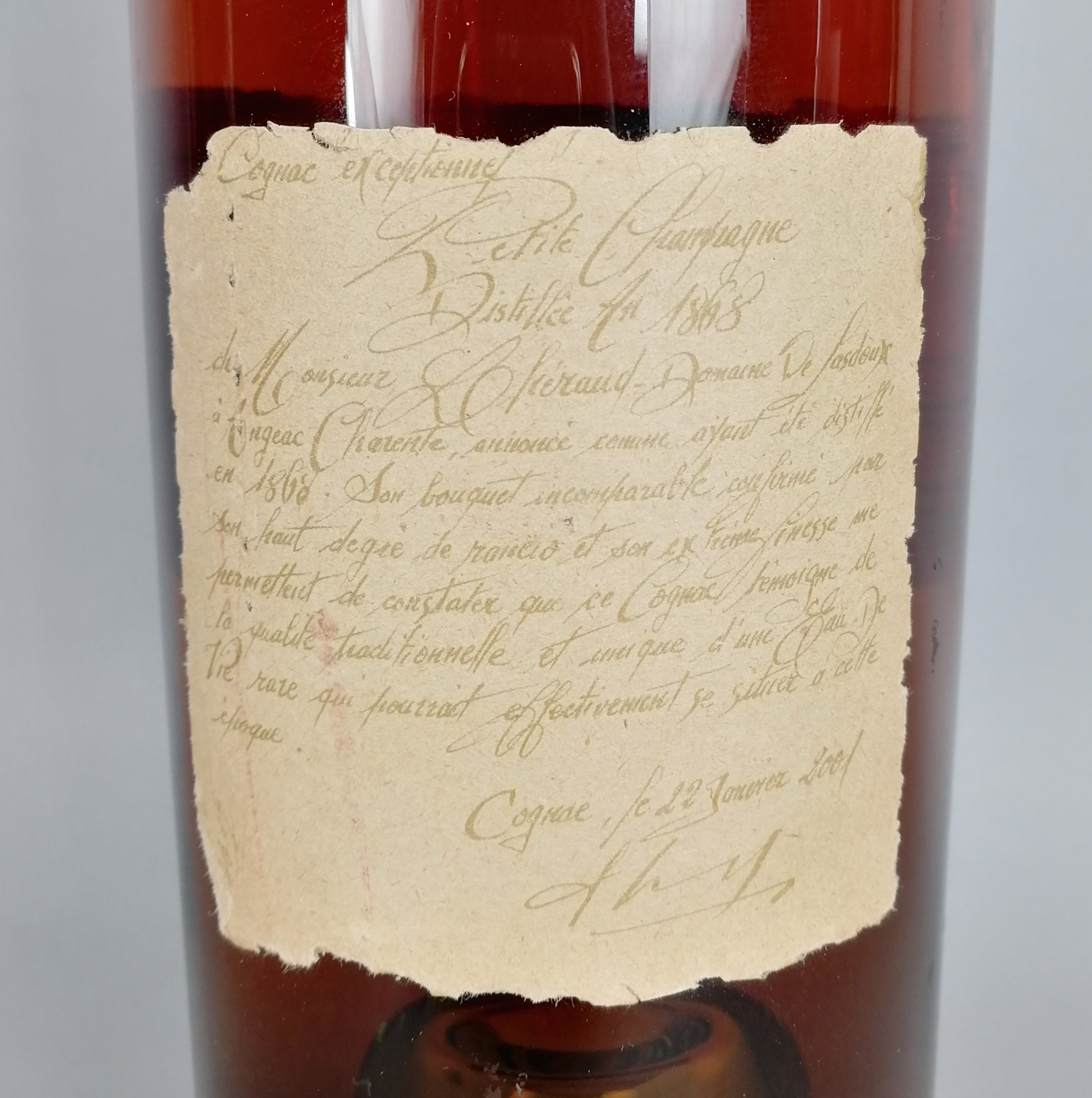 Cognac CHARLES LHERAUD - Domaine de Lasdoux, Petite Champagne, Vintage 1868. Imbottigliamento - Image 4 of 5