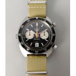 HEUER. Orologio da uomo in acciaio, modello Autavia, crono movimento Leonidas. Quadrante originale a