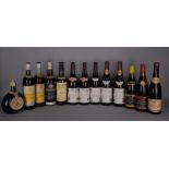 Tredici bottiglie di vino di cui due di Barolo dei Marchesi di Barolo del 1979, due di Dolcetto