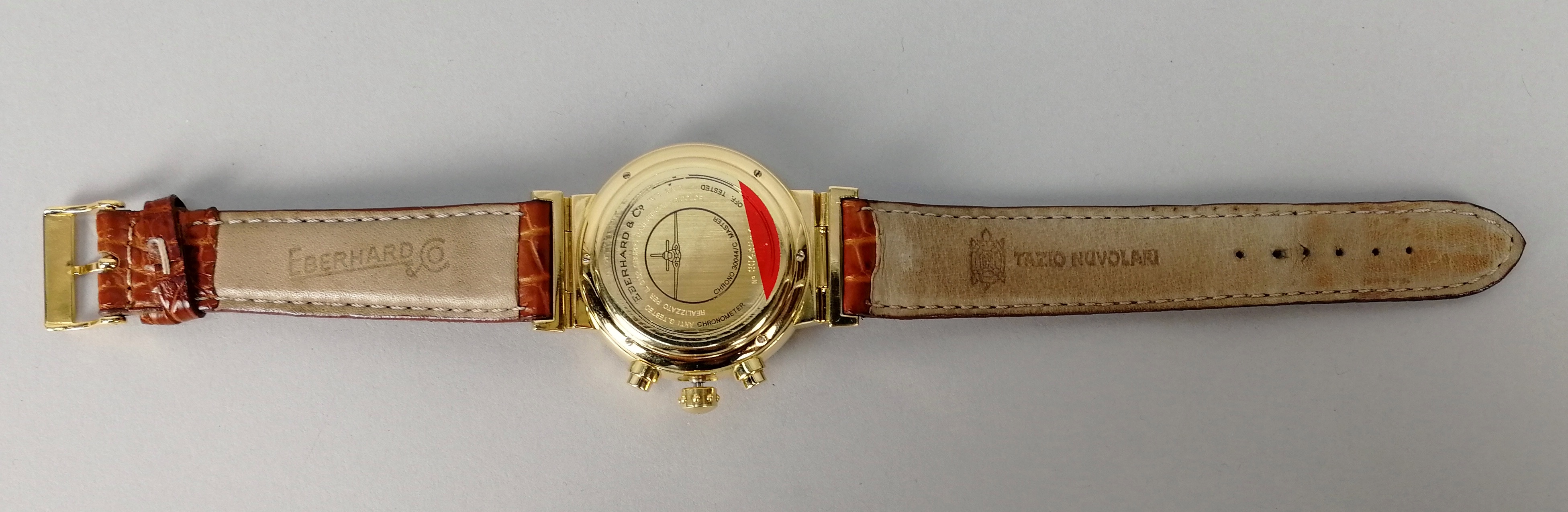 EBERHARD. Orologio da uomo in oro giallo 18 kt. con cinturino in pelle e quadrante bianco. Anno di - Image 4 of 5