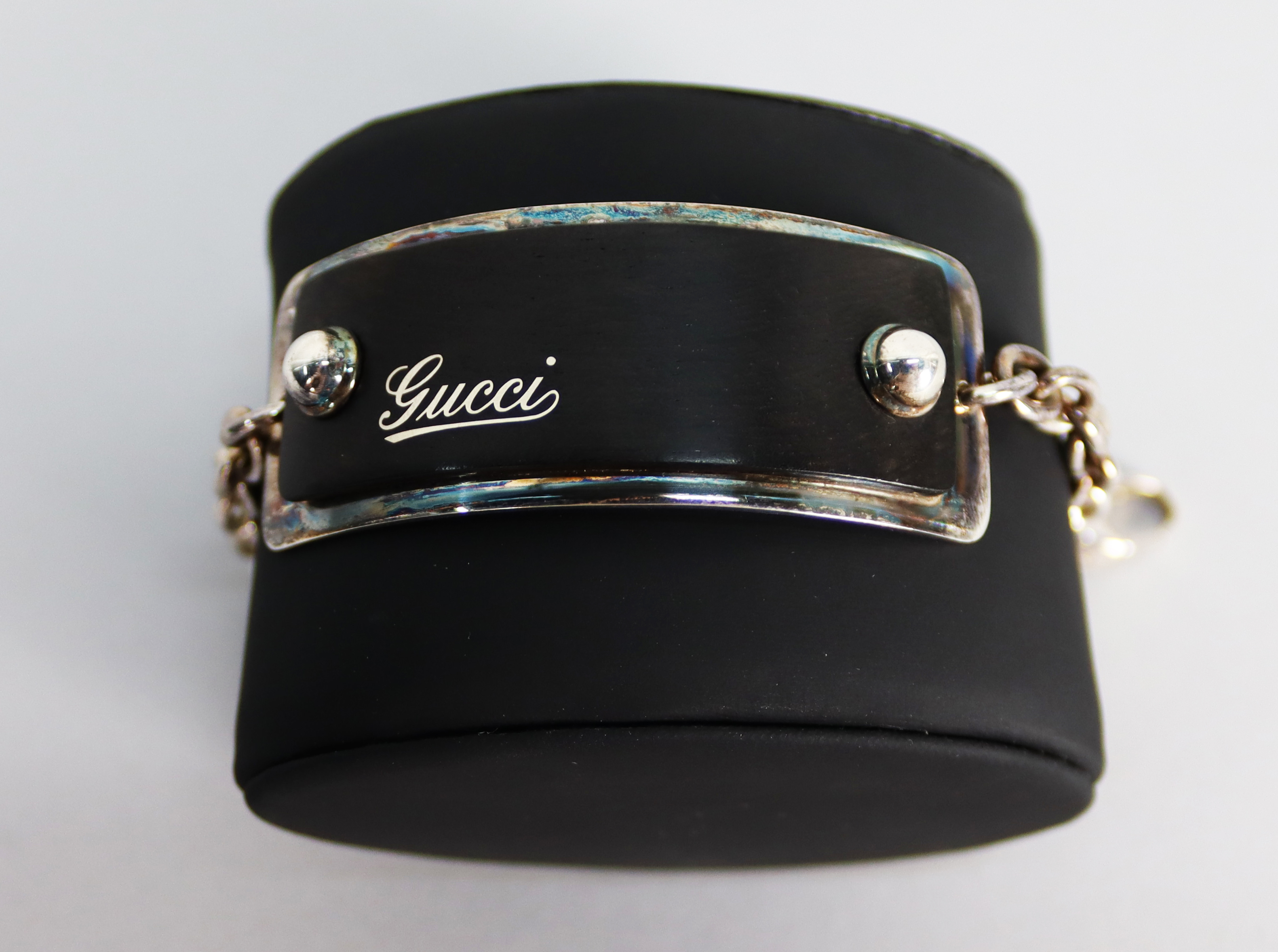 Elegante bracciale unisex in argento 925 ed ebano nero.