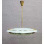 ANGELO LELII. Brass, plastic and glass chandelier