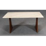 PAOLO BUFFA. Walnut wood coffee table, marble top